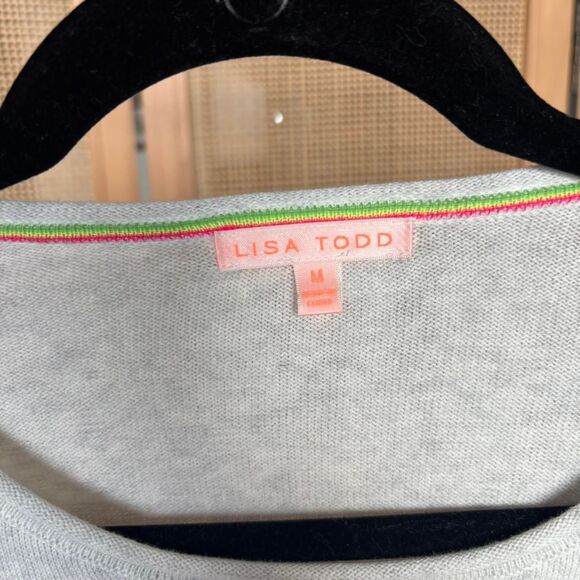 Lisa Todd pink tennis sweater overserved embroidery crewneck size medium - Picture 4 of 6